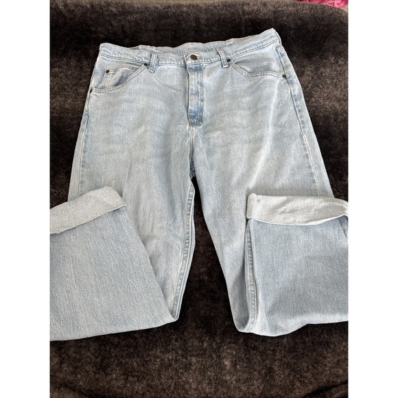 Women's‎ Size 36x24 Wrangler Light Denim Jeans Cropped Bow Tie Bottom - Picture 1 of 12